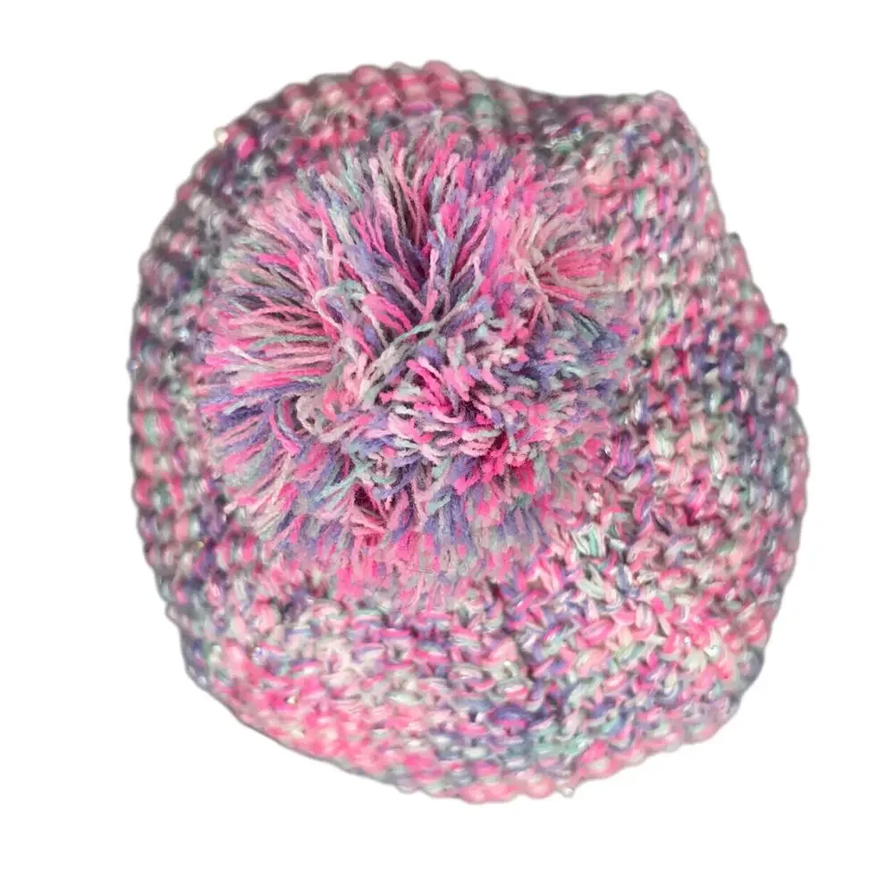 Capelli Girls Pink Pastel Sequin Embellished Knit Sherpa Toboggan Cap Hat 5-8 YO